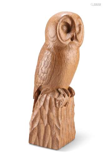 ROBERT THOMPSON OF KILBURN, A MOUSEMAN OAK OWL,Â carved as a...