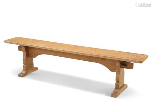 ROBERT THOMPSON OF KILBURN, A MOUSEMAN OAK BENCH, the 6-foot...