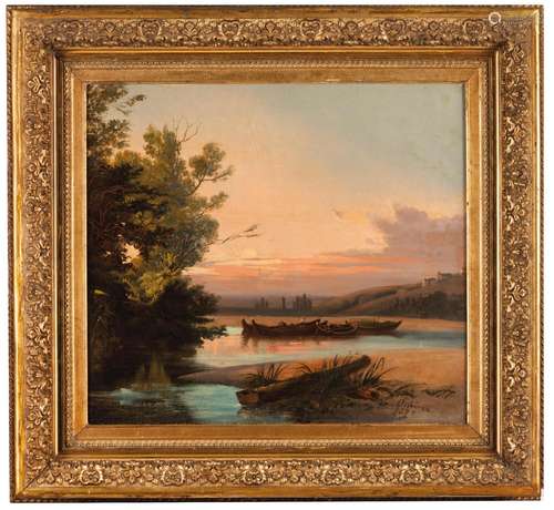 A landscape with river and boats