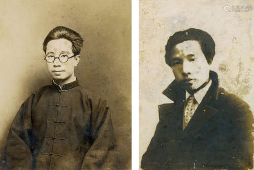 1930s 李岫石肖像照（2张） 银盐纸基 信件
