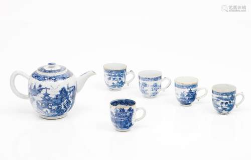 A group of teapot and five teacups