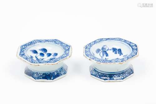 A pair of octagonal salt cellars