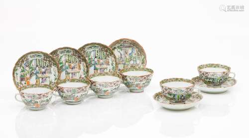 A set of six cups and saucers