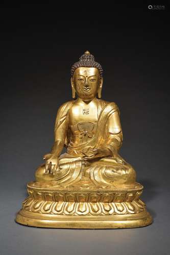 BOUDDHA EN BRONZE DORE