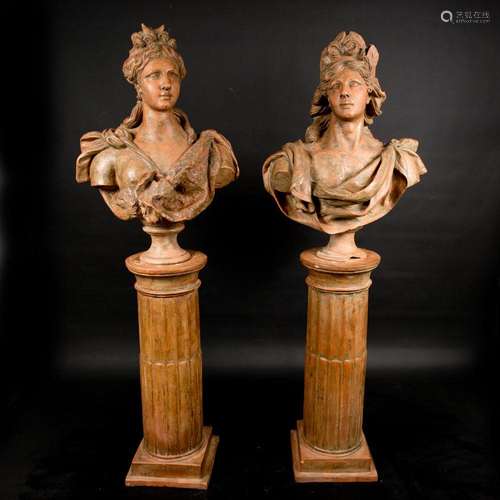 Pair of monumental busts