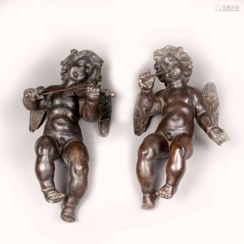 Pair of bronze Angels