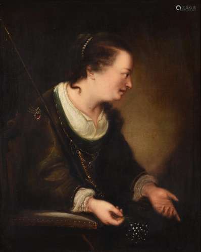 Follower of Ferdinand Bol A portrait of a lady, dressed as a...