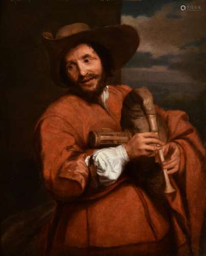 Follower of Sir Anthony Van Dyck, Portrait of a musician bel...
