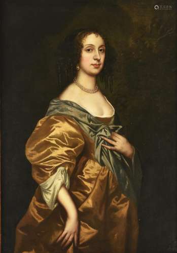 Follower of Sir Peter Lely, Portrait of a lady wearing a gol...