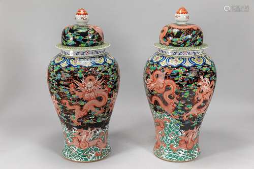 Pair of Chinese guardian vases