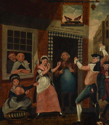 English School (18th century), A brawl outside the inn