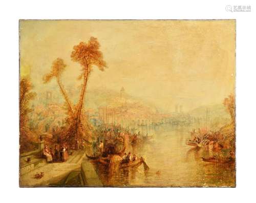 After Joseph Mallord William Turner, Figures in a port town