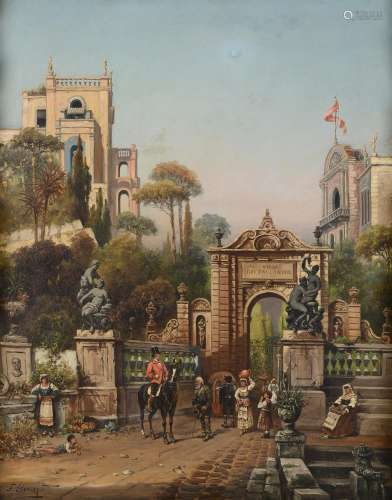F. Gérard (French 19th century), View of the Villa Dei Falco...