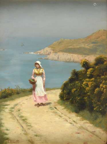 Edmund Blair Leighton (British 1853-1922), The Cliff Path