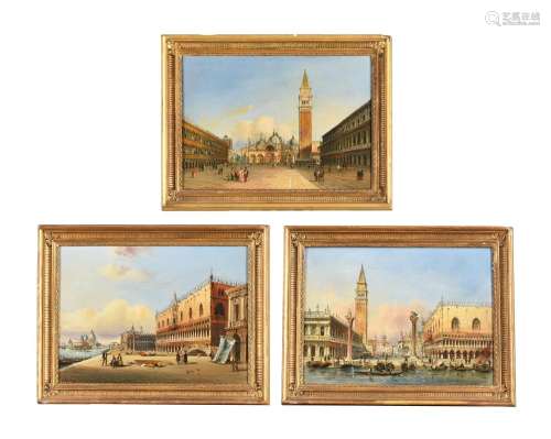 Carlo Grubacs (Italian 1802-1878), Three Venetian views (3)