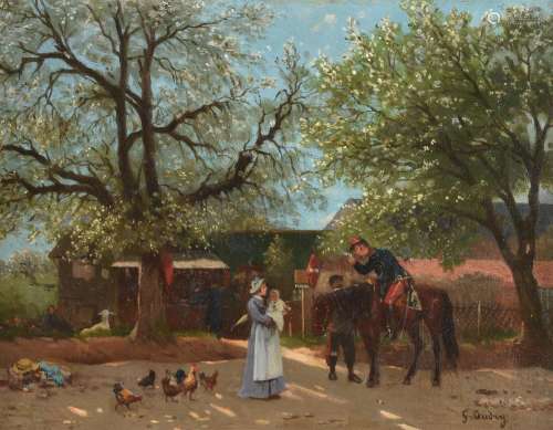Gustave Oudry (French 19th century), An encounter while on m...