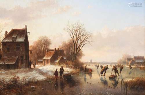 Willem Vester (Dutch 1824-1895), Snowy street scene