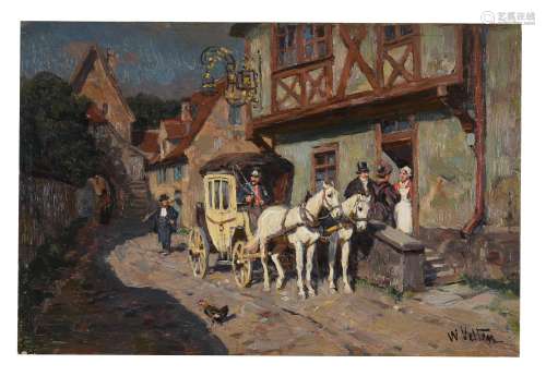 Wilhelm Velten (Russian 1847-1929), Horse and carriage