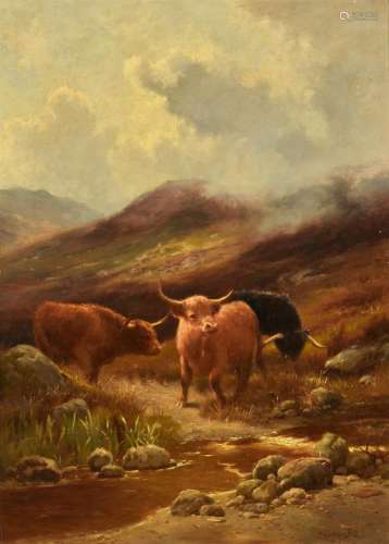 Edward Henry Holder (British 1847-1922), Three cows in a hig...