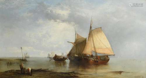 James Webb (British 1825–1895), Coastal scene with fishing b...