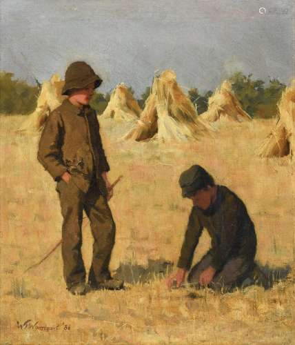 William Thomas Warrener (British 1861-1934), Two boys playin...
