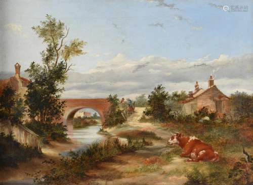 English School (early 19th century), Cows in a landscape, be...