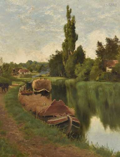 John Clayton Adams (British 1840-1906), The hay barge