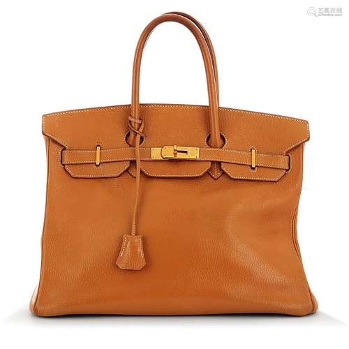 HERMÈS PARIS ANNÉE 1998 Kelly handbag in gold Togo leather