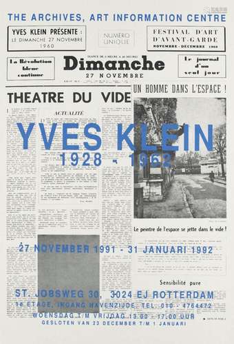 Yves Klein 1928-1962. Ausstellungsplakat mit Reproduktion vo...