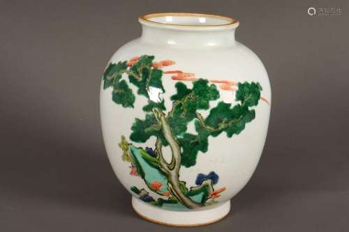 Chinese Famille Vert Porcelain Jar,