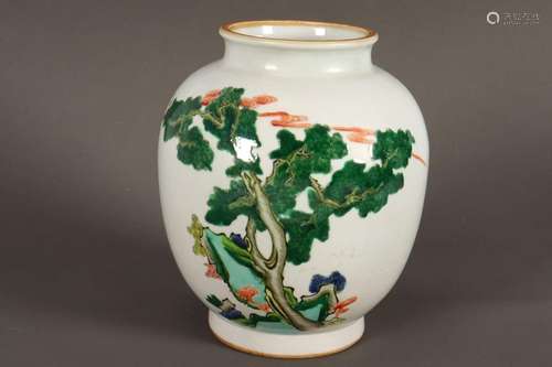 Chinese Famille Vert Porcelain Jar,