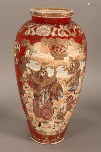 Large Japanese Kutani Porcelain Vase,