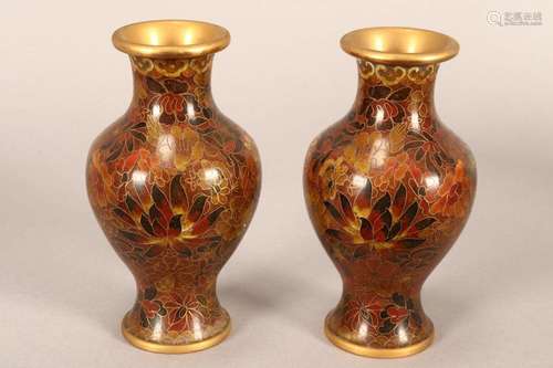 Pair of Chinese Cloisonne Vases,