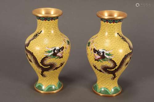 Pair of Chinese Cloisonne Vases,