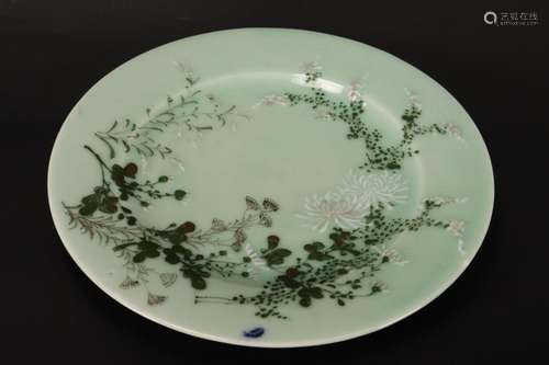 Chinese Celadon Porcelain Plate,