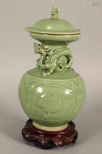 Chinese Celadon Glaze Vase and Cover,