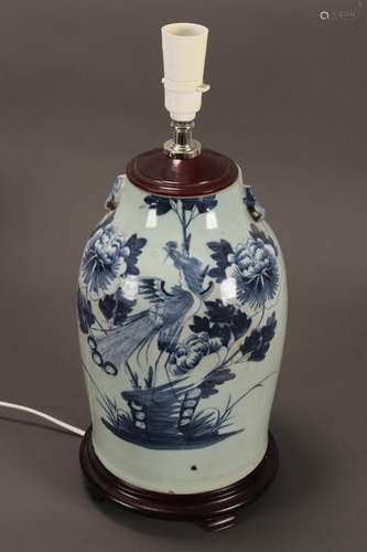 Chinese Blue and White Porcelain Lamp,