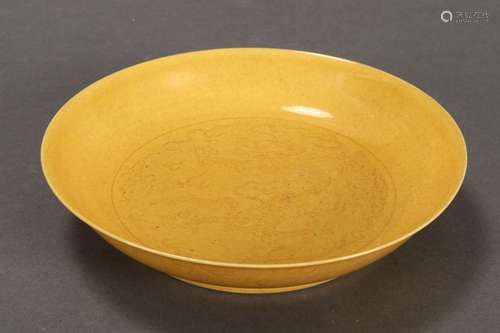 Chinese Yellow Glaze Porcelain Dish,