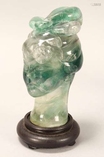 Chinese Carved Quartz Head,