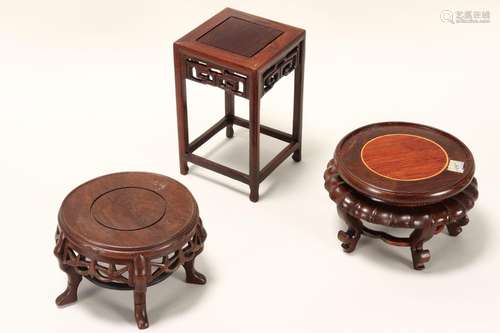 Three Chinese Wooden Stands,