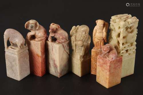 Seven Chinese Carved Stone Seals,