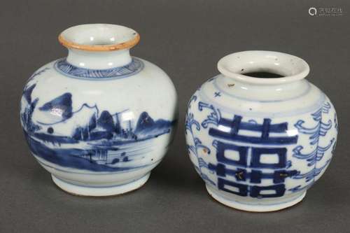 Two Chinese Qing Dynasty Blue and White