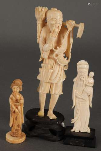 Three Chinese Ivory Figures,