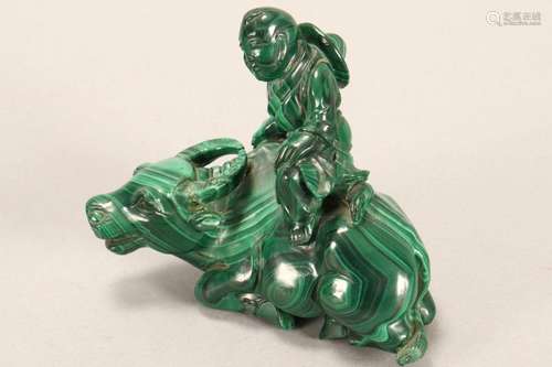 Chinese Malachite Figure Group,