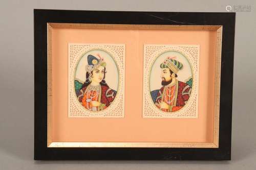 Framed Pair of Indian Portrait Panels,