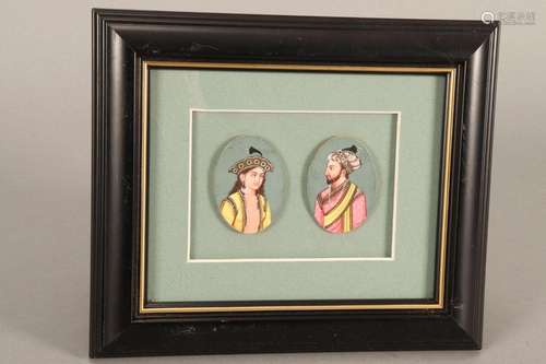 Framed Pair of Painted Portrait Miniatures,