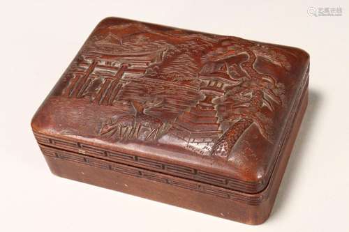 Chinese Wooden Box and Cover,