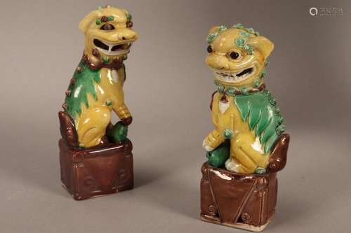 Two Chinese Sancai Glaze Fo Dogs,