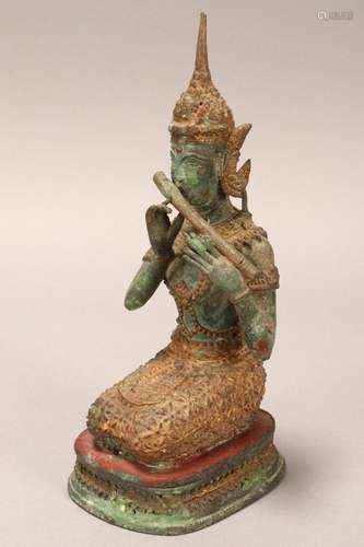 Thai Gilt Metal Seated Musician,