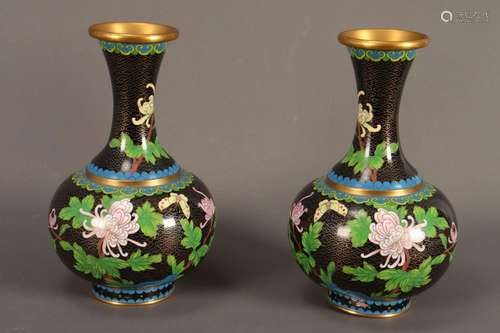 Pair of Chinese Cloisonne Vases,